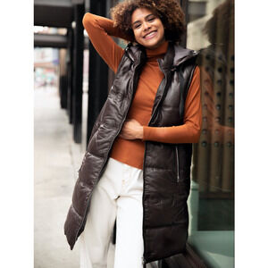 Mauritius Leather Veo Cf Leather Puffer Vest Jacket Size 8 (co100thrifty